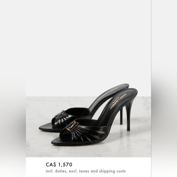 Yves Saint Laurent Black Heels with Gold Accent - Picture 8 of 9